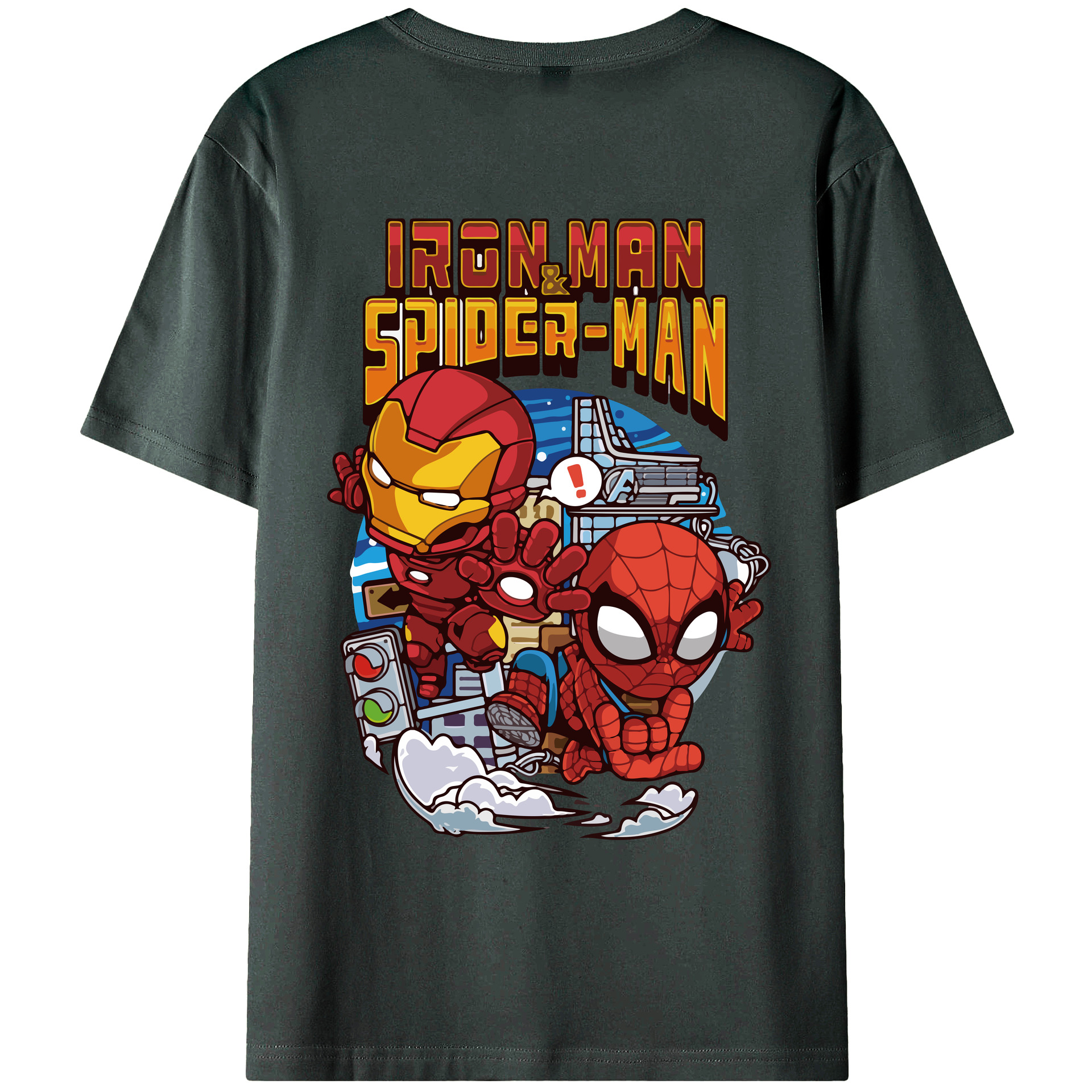 （画像用） アベンジャーズ The Avengers 綿100％ メンズ半袖Tシャツ（バックプリント） 通気性